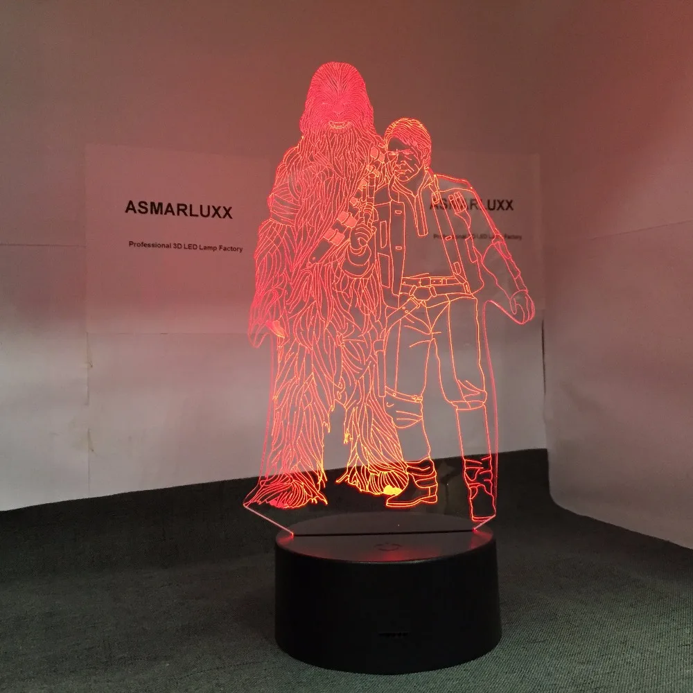 3d лампа в форме чубакки и Хана Соло светодиодный сенсорный контроллер настольная