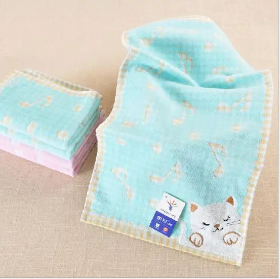 

50pcs/lot! Cotton Cat Towel Home Furnishing Towel Gift Face Towels Cotton cat Musical notes Washcloth jacquard towel