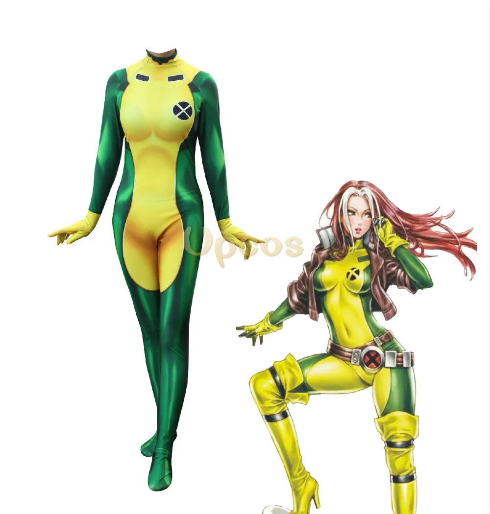 Новый женский костюм Изгой с 3D принтом X Men Rogue для косплея из лайкры и спандекса