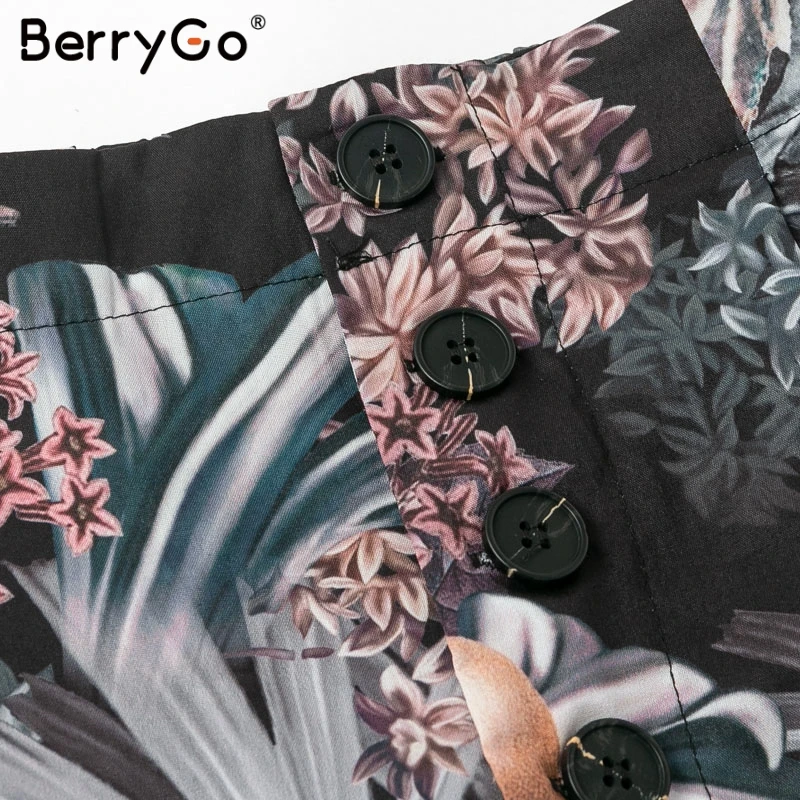 Женские богемные шорты с цветочным принтом BerryGo летние повседневные на пуговицах