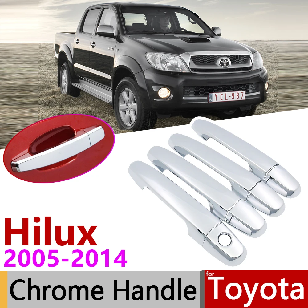for Toyota Hilux AN10 AN20 AN30 SR5 2005~2014 Chrome Door Handle Cover Car Accessories Stickers Trim Set 2007 2008 2010 2013