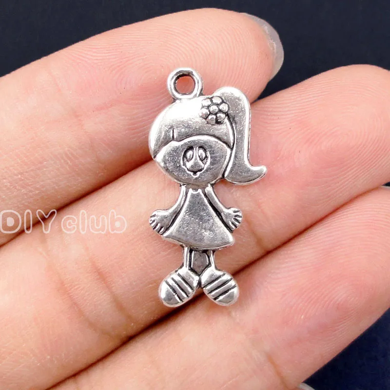 50 шт. подвеска в античном стиле из серебра 27x13 мм|charm pendant|silver girlgirl charm |