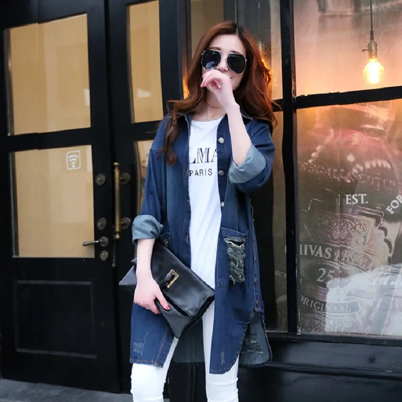 Весенняя и Осенняя куртка для беременных джинсовые рубашки хлопковая Свободная