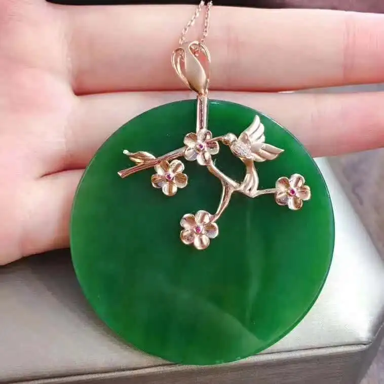 Большая подвеска из 18-каратного золота с инкрустированной яшмой J73 # | Украшения и