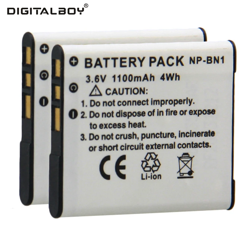 Digitalboy Фирменная Новинка 2 шт. NP-BN1 np bn1 NPBN1 Перезаряжаемые Батареи для камеры Sony