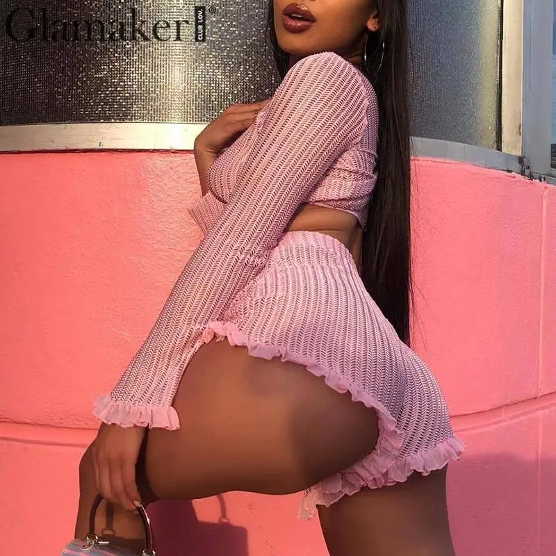 Женский шифоновый плиссированный комбинезон Glamaker однотонный Облегающий из двух