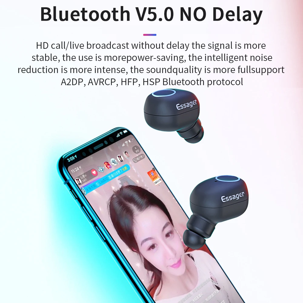 Беспроводные наушники Essager T1 TWS, Bluetooth наушники, гарнитура, мини наушники, наушники для игр, наушники