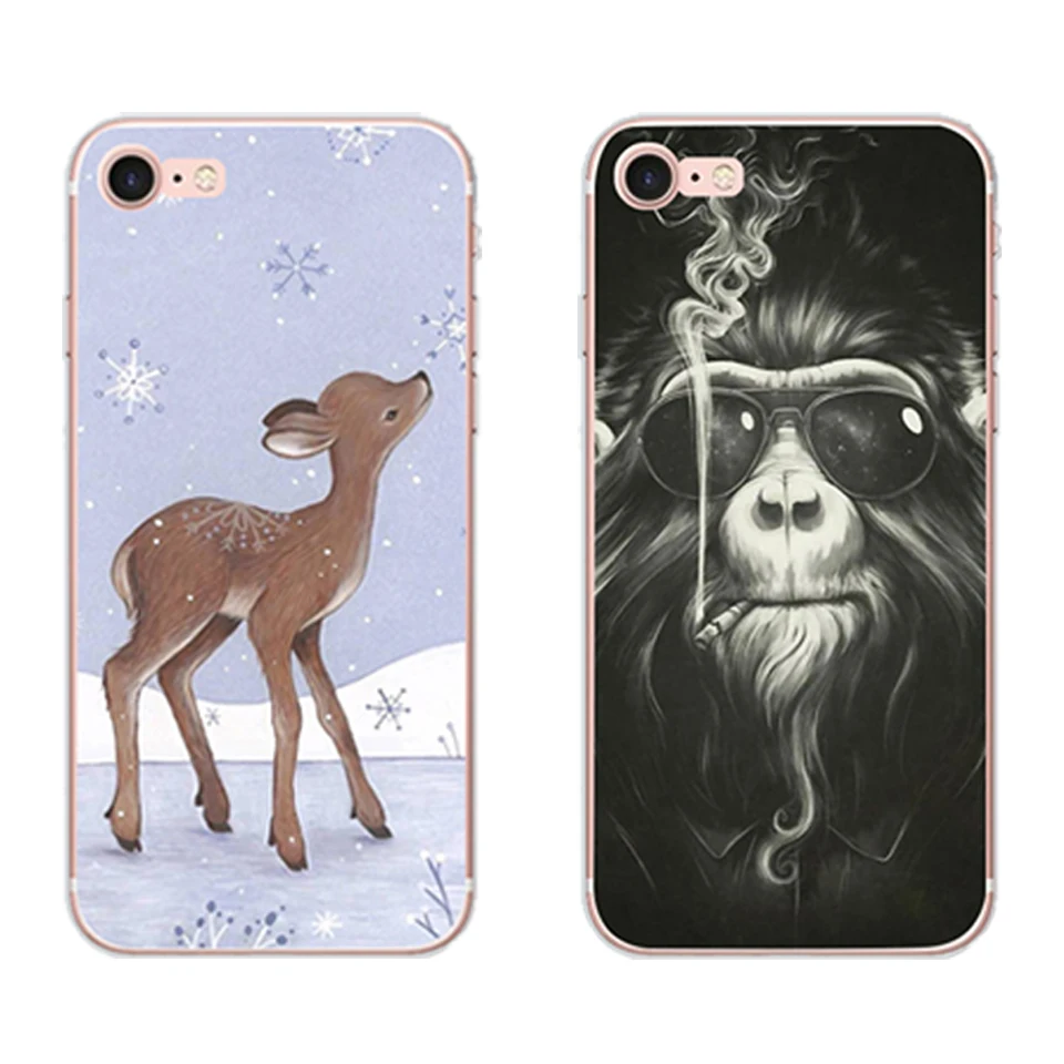 Fashion For Apple iPhone 5 5S SE 6 6S 7 8 Plus X Animal Giraffe Monkey Soft TPU Silicone Clear Phone Case Cover Coque Shell |
