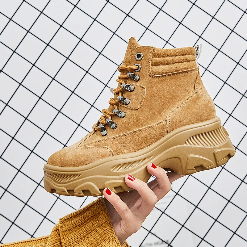 Botas mujer обувь на плоской подошве Женская платформе Обувь ботинки мартинсы