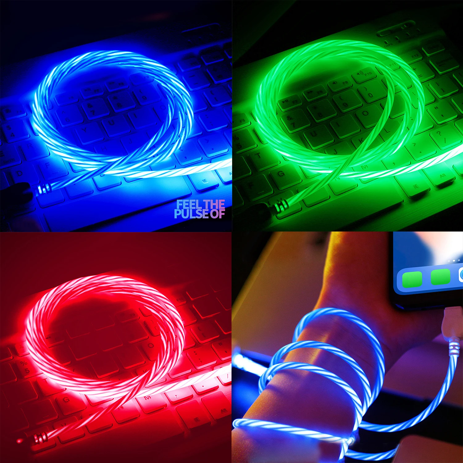 USB кабель зарядный со светодиодной подсветкой 1 м|Комплекты аксессуаров для