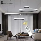 Современная светодиодная люстра, лампы черного и белого цвета для гостиной, столовой, кухни, 406080 см