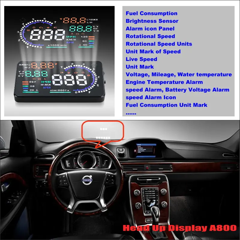 For Volvo S60 S80 S90 2015-2019 Car OBD HUD Warning Head Up Display Auto Accessories Saft Driving Screen Projector Windshield