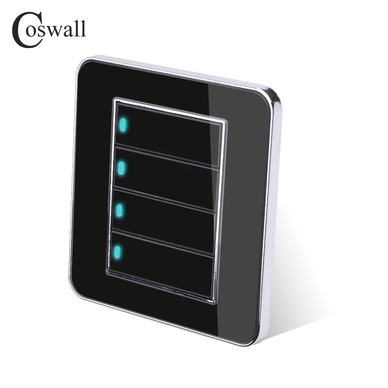 Настенный светильник Coswall светодиодный с акриловыми кристаллами|switch with led|4 gangpush
