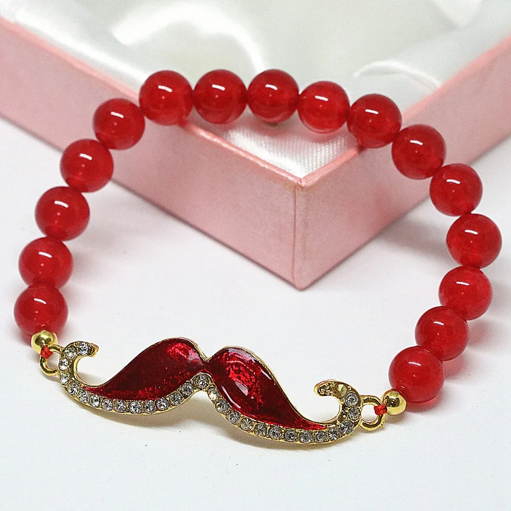 Модный браслет черный красный зеленый 8 мм круглый натуральный камень халцедон