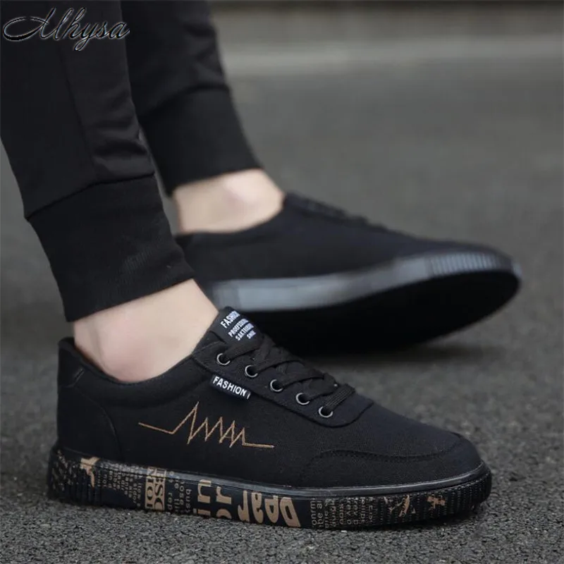 Mhysa 2019 New Spring Autumn Canvas Shoes Men Fashion Low top Black Comfort Light Lace up Sneakers Casual L016 | Обувь