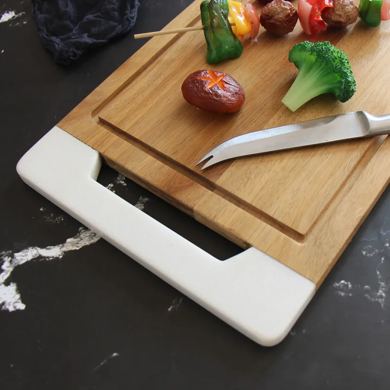 Japanese-style Seiko pull groove solid wood bread flat plate fruit cutting board storage set marble hand-made | Дом и сад