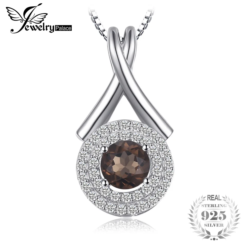 Jewelrypalace Мода &quotx&quot Знаки 0.65ct природный дымчатый кварц круглый кулон S925