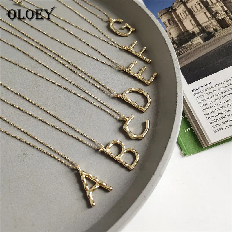OLOEY, настоящее 925 пробы, серебряное ожерелье с подвеской для женщин, корейское, неправильное, английское, БУКВЕННОЕ, A-Z, ожерелье, хорошее ювелирное изделие, подарок YMN139