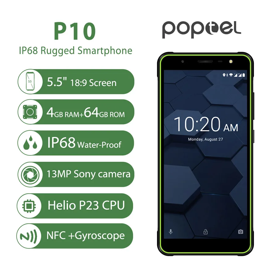 POPTEL P10 смартфон с 5 дюймовым дисплеем ОЗУ 4 Гб ПЗУ 64 ГБ 13 МП + 8 Мп Android 5|Смартфоны| |
