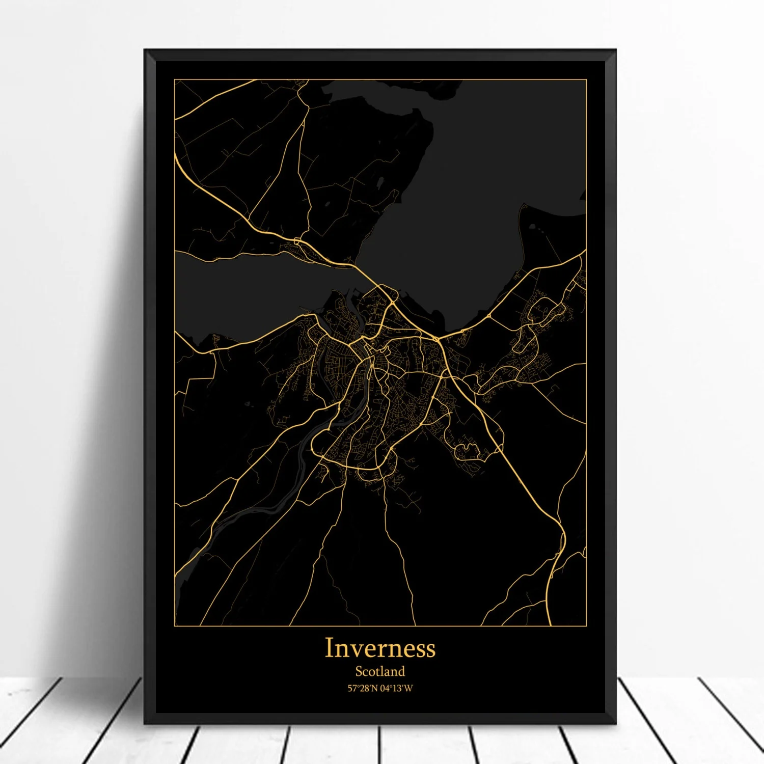 Шотландия современная городская золотая карта холст Художественная печать