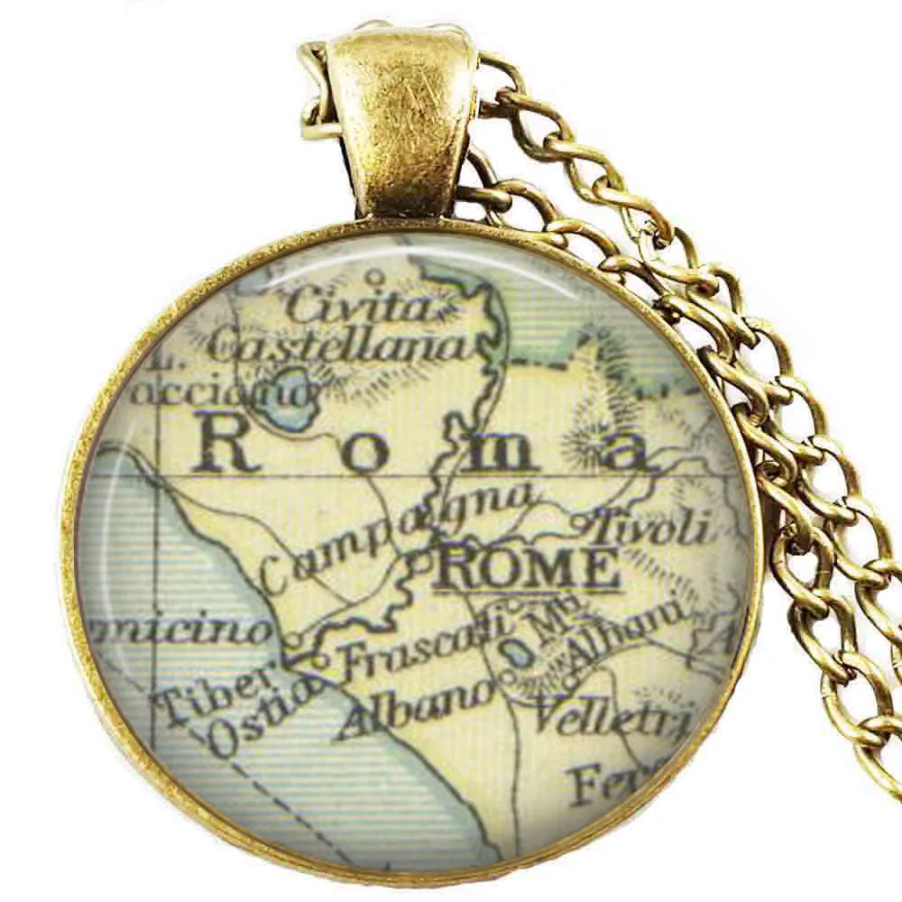Римская итальянская Карта Ожерелье римская карта кулон римские ювелирные