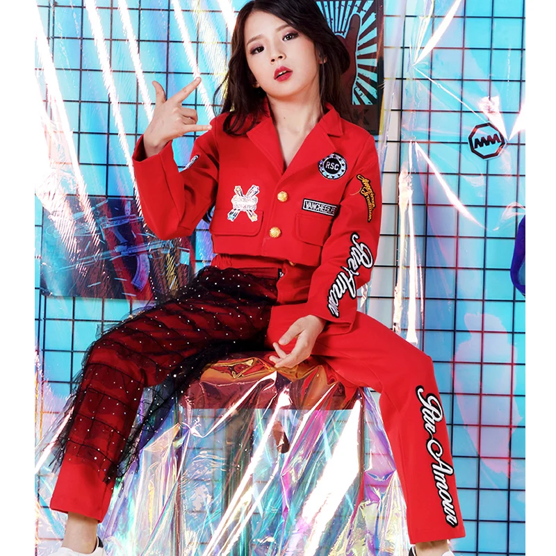 Зимний Детский костюм для танцев в стиле джаз красный детей уличные костюмы хип