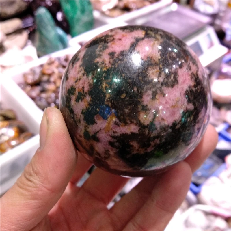 DHX SW около 6 7 см натуральный Родонит Сфера полировка orb розовый камень шар Таро