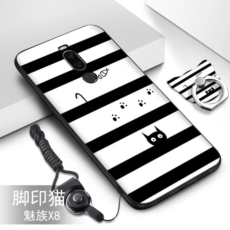 Чехол для Meizu X8, 22 цвета, популярный HD узор, ТПУ, мягкий силиконовый чехол, чехол для Meizu X8, чехол с кольцом brack# VA Funds
