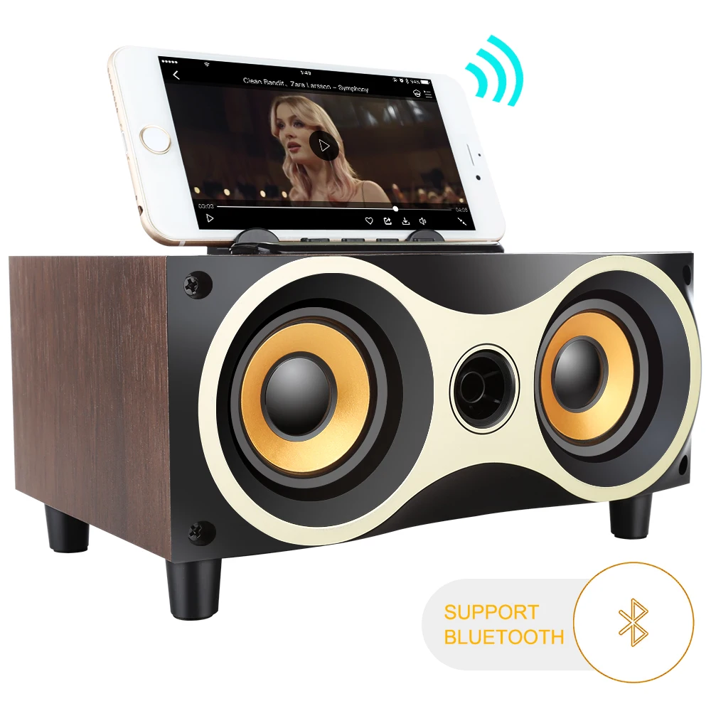 Bluetooth Колонка деревянная Портативная колонка HIFI бас динамик сабвуфер fm радио