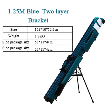 Blue Two layer Новая водонепроницаемая сумка для удочки WalDing, устойчивая к царапинам, 1,25 м, два или три слоя, Самоустанавливающаяся, вместительная сумка для удочки - Цвет: Blue Two layer