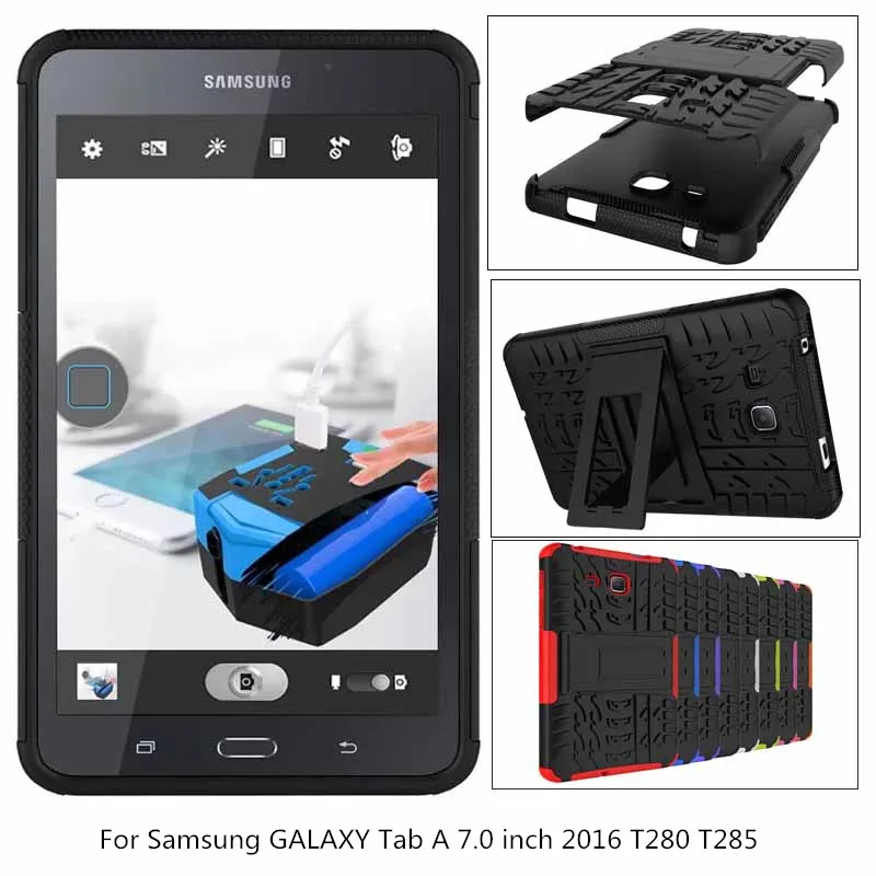 

For Samsung Tab A 2016 7.0 T280 Tablet Armor Case T110 T230 T220 T380 T710 T810 T820 T580 T560 TPU+PC Shockproof Stand Cover