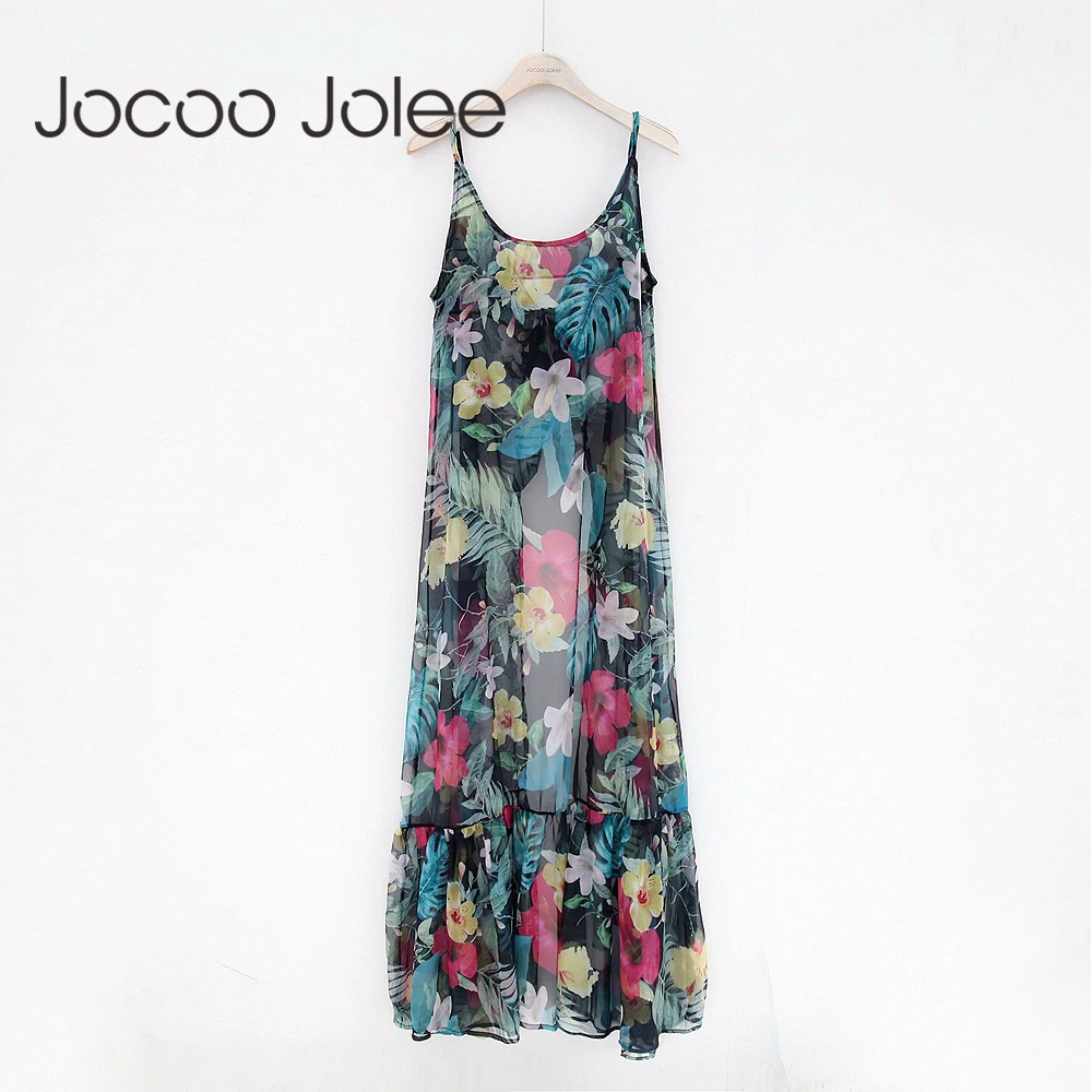 Платье Jocoo Jolee женское с цветочным принтом пикантное Модное Длинное пляжное