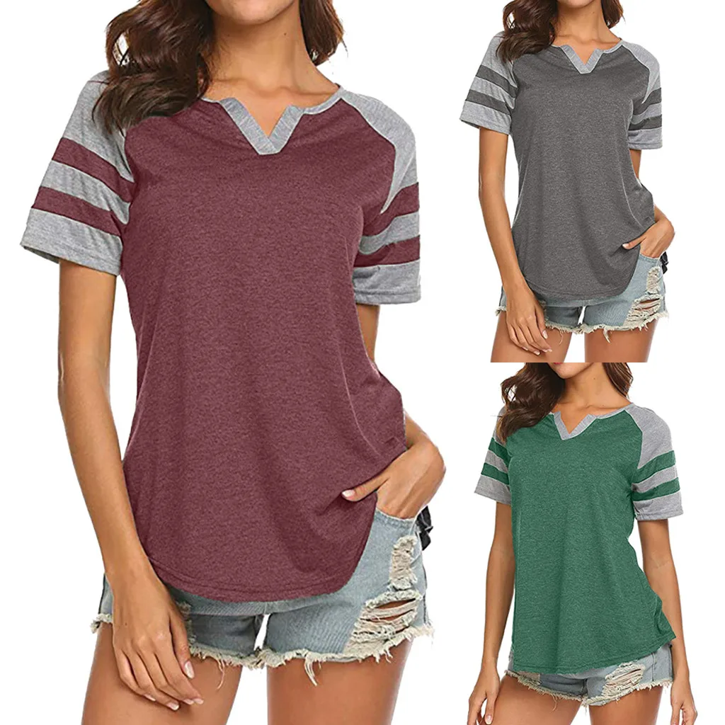 SAGACE Summer blouses woman 2019 plus size Women Casual Lady V-Neck Striped Short Sleeve Blouse Shirt Top | Женская одежда