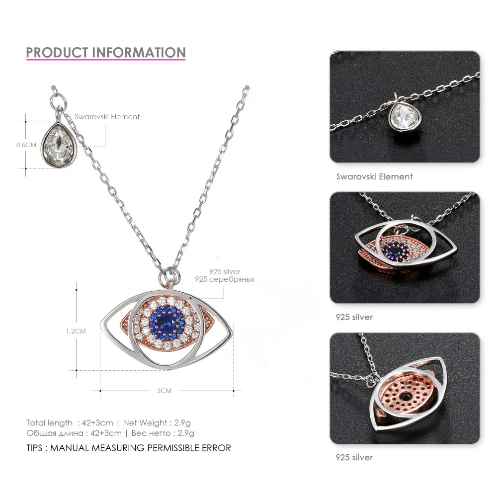 e Manco Magic Eye Charm Necklace for Women 925 Sterling Silver Pendant Luxury Diamond Fine Jewelry Gifts For Women|Ожерелья| |