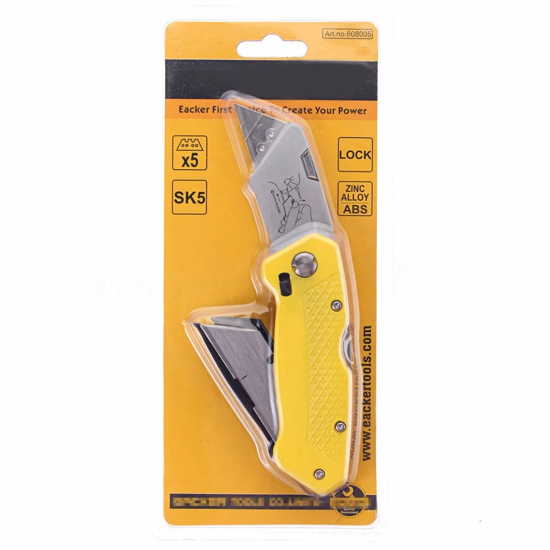 

Newest Folding Utility Cutter Quick-change + 5 Blade For Cutting Box Paper Leather 2019