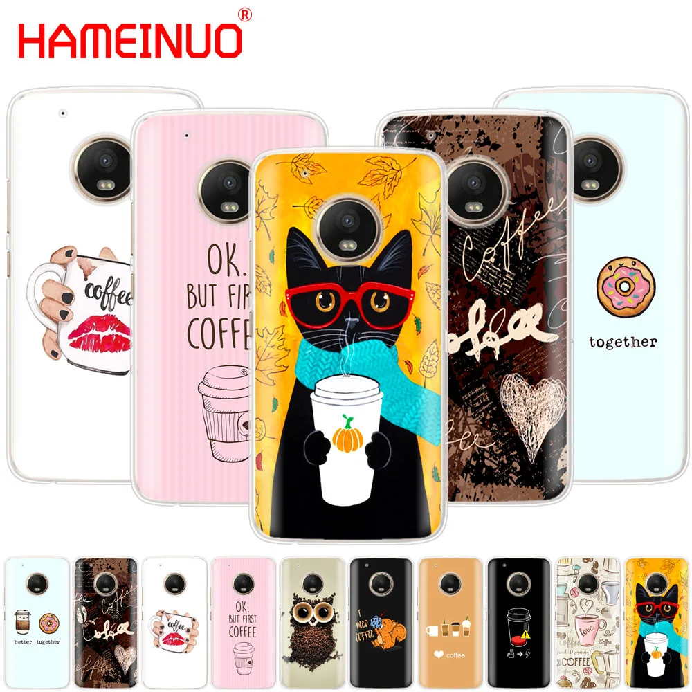 HAMEINUO кофейный арт Кот Чехол для телефона Motorola Moto X4 C G6 G5 G5S G4 Z2 Z3 PLAY PLUS|Бамперы| |