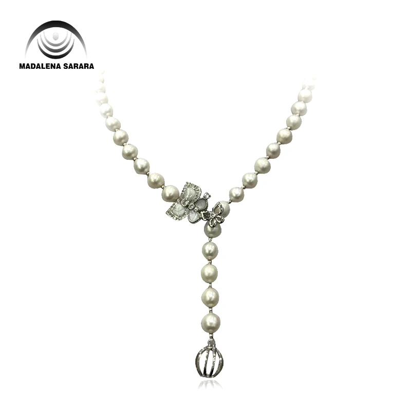 

Элегантное ожерелье MADALENA SARARA AA 7-8 мм с барочным пресноводным жемчугом, Натуральное белое ожерелье с бабочкой, простой стиль 20 дюймов