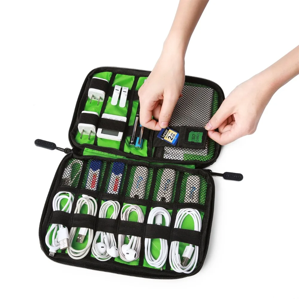 BAGSMART дорожные электронные аксессуары Сумки дорожные аксессуары Органайзер упаковочная сумка для телефона зарядное устройство Дата кабель SD карта USB
