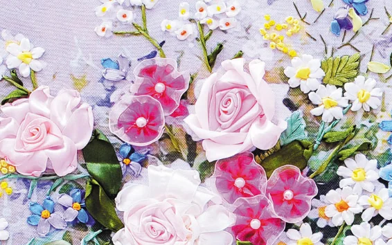 Картина любовь вишни 50x70 см|love love|ribbon embroidery kits diydiy |