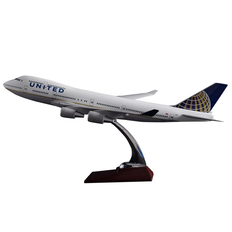 Модель самолета из смолы 47 см модель Боинг 747 United Airlines США B747 аэробуса Коллекция