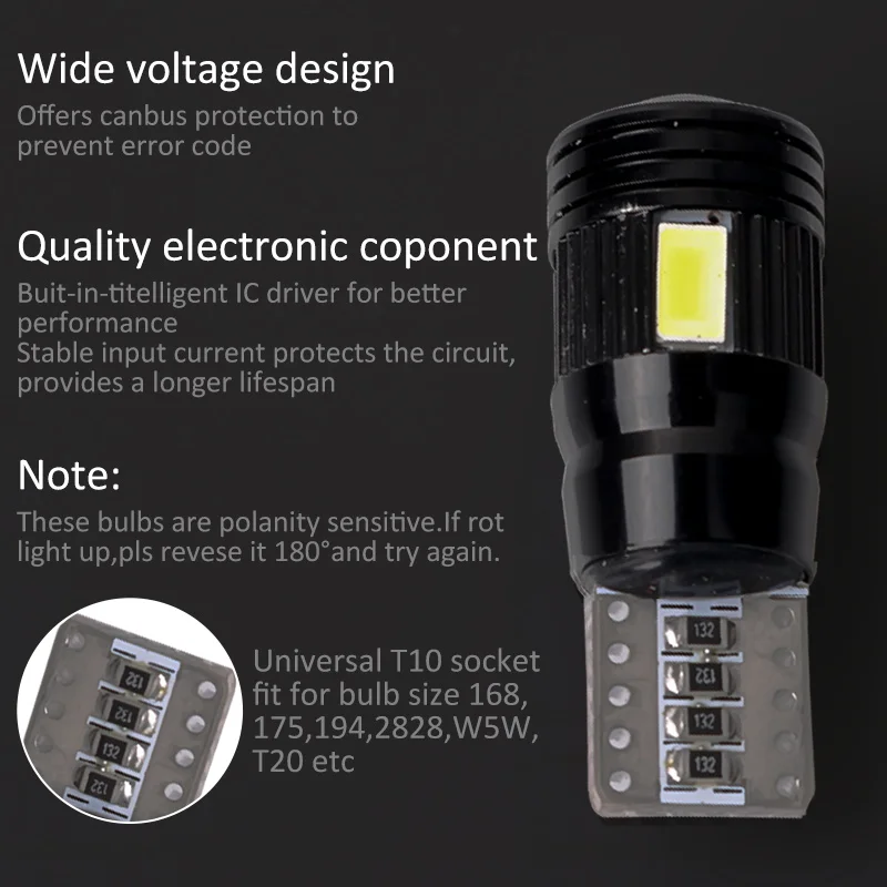 CARLitek T10 W5W Canbus Светодиодная Лампочка 194 168 12v 5730 6smd автомобильная лампа без ошибок