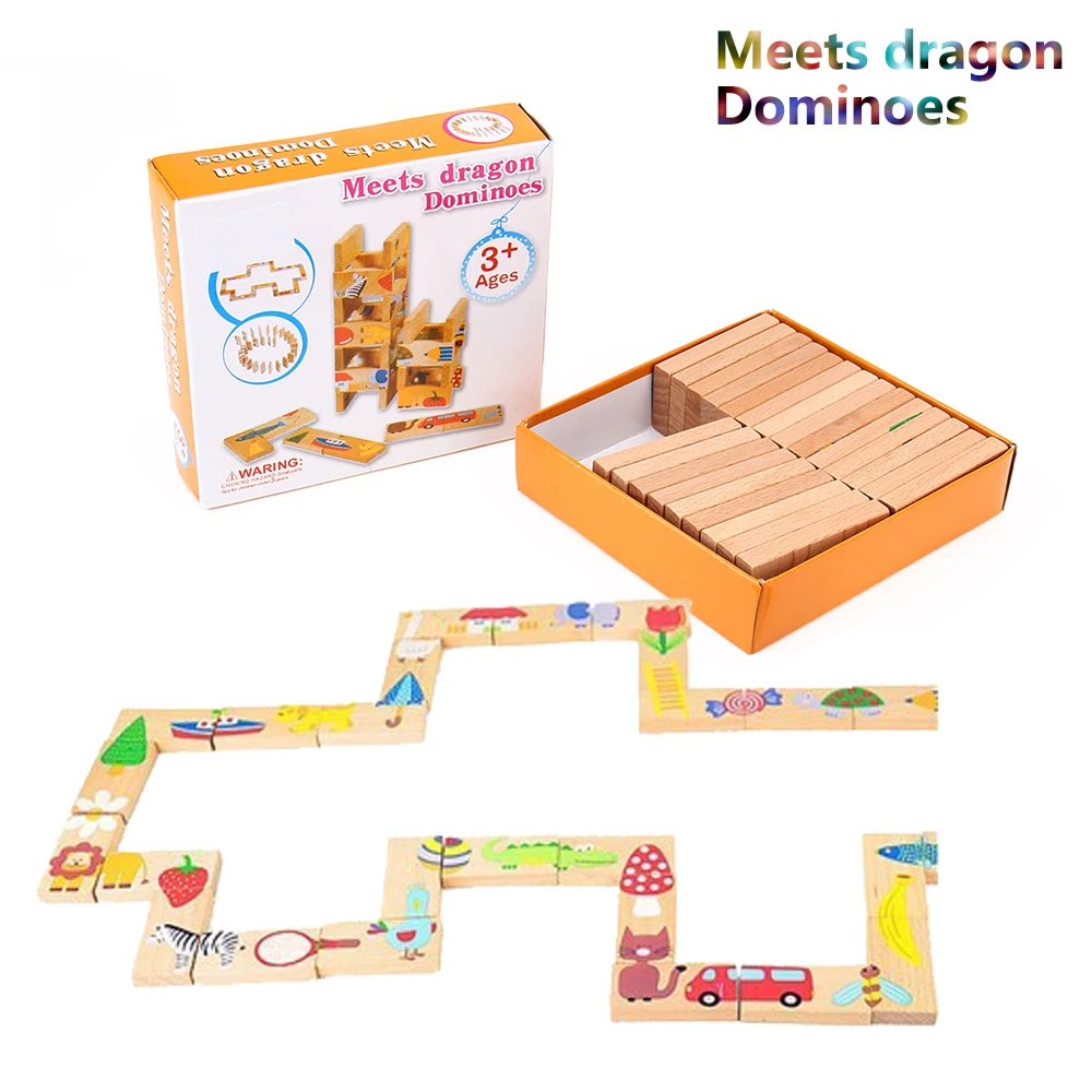 28 ШТ. Деревянные Головоломки Животных Соответствует Dragon Dominoes Game Образования