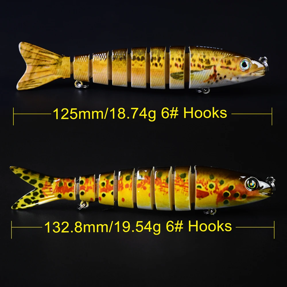 6 pcs Artificial bait 8 Segments Fishing Lures Multi Jointed Sinking Swimbait 15.5g Hard Bait Tackle Wobblers lure Crank | Спорт и