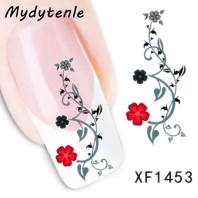 Mydytenle Новый Chic Цветочный Дизайн Переноса Воды Ногтей Наклейки DIY Леди Женщин