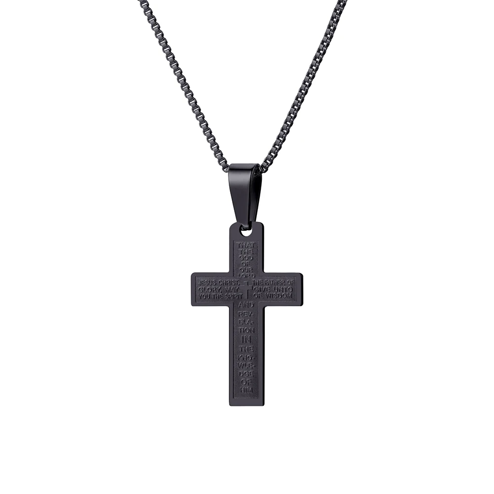 Black Color Small U7 Божьи молитвенные слова Крест Подвески ожерелье s большой/маленький размер христианские мужские ювелирные изделия золото/серебро/черный цвет ожерелье P1160 - Окраска металла: Black Color Small