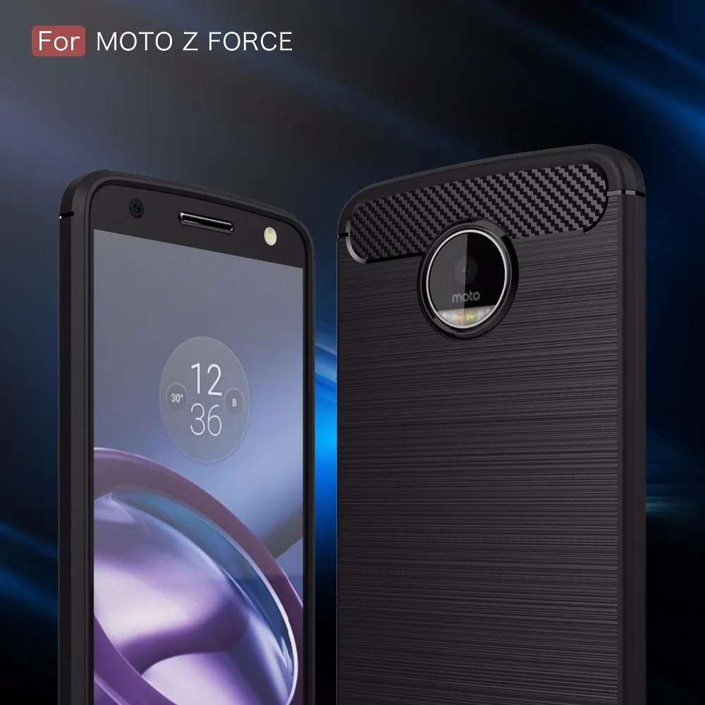 Окружающей среды Carbon Fiber Case Для Motorola MOTO Z Force Мягкая Противоскольжения Обложка