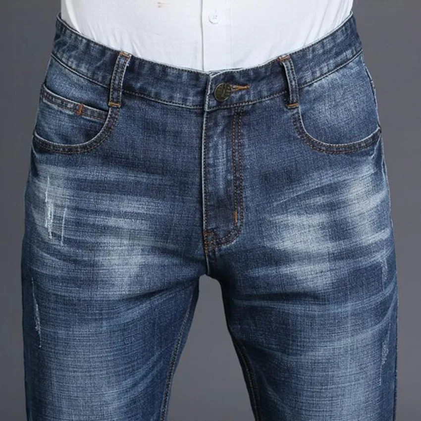 straight leg denim jeans male 2017 new men designer stretch casual regular fit cotton business trousers pants vaqueros hombre 40 | Мужская