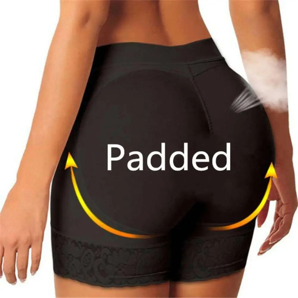 

Solid Color Body Shaper Women Lift Hip Panties Lace Patchwork Shorts Underwear