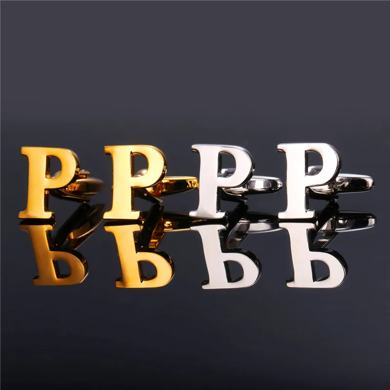 Простой дизайн буквы M S формы запонки для мужчин Желтое золото/браслет