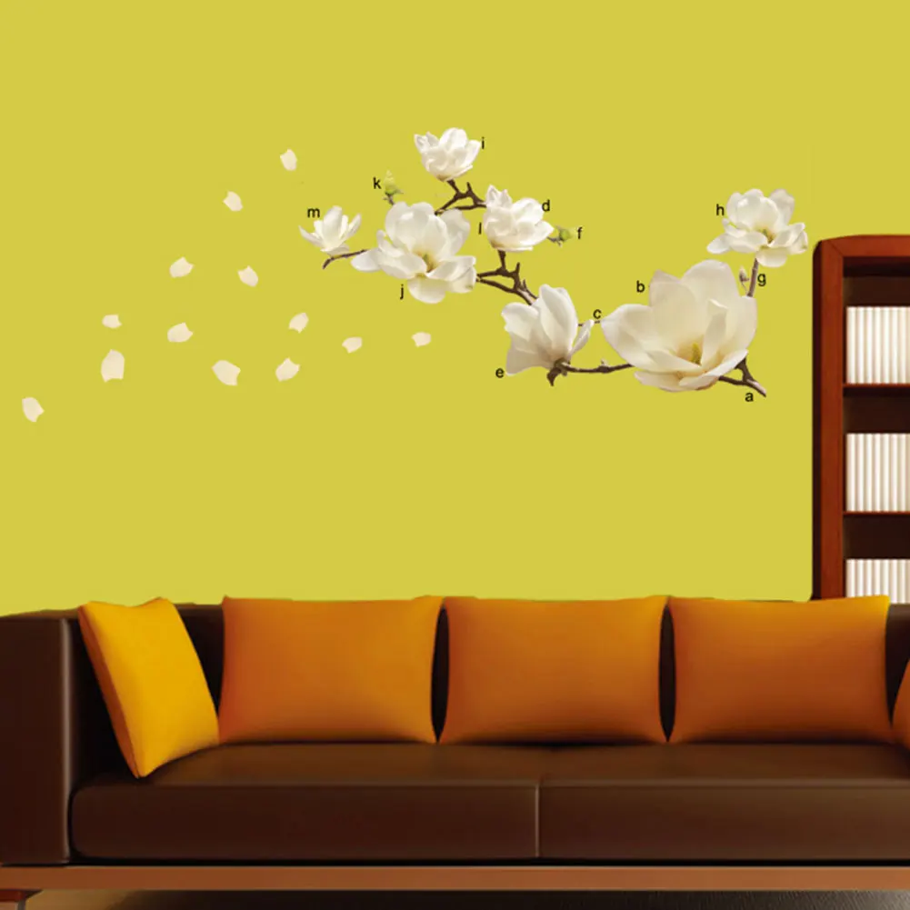 Съемный цветок магнолии DIY художественная роспись Настенный стикер домашний
